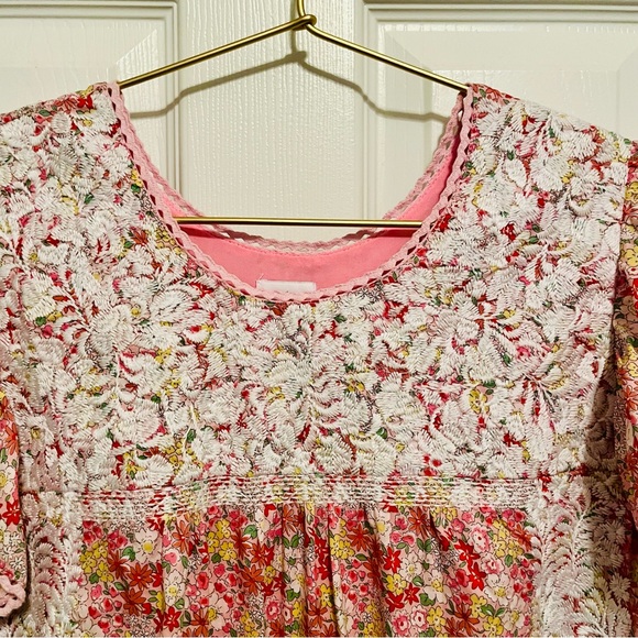 J.Marie Pink Floral Lace Embroidered Flutter Sleeve Blouse Size L - Picture 5 of 11